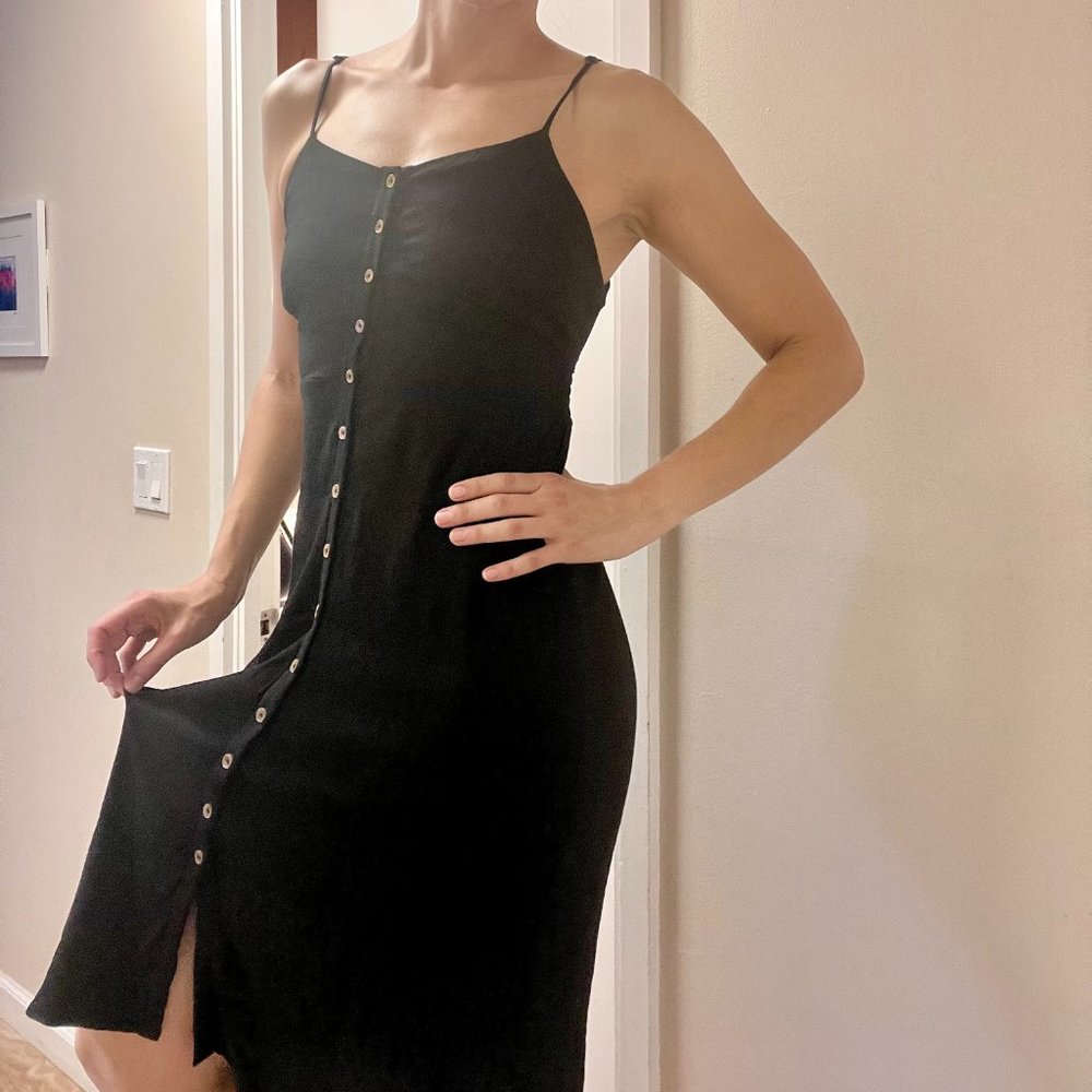 Black Buttonfront Midi Dress By Code Mode - image 3